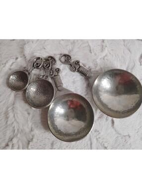 Vintage Tin Woodsman TW Crosby & Taylor Pewter Measuring Spoons Cups